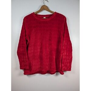 HUE Women's Fleece‎ Pullover Top Size XL Valentine's Day Heart Love Cozy Soft
